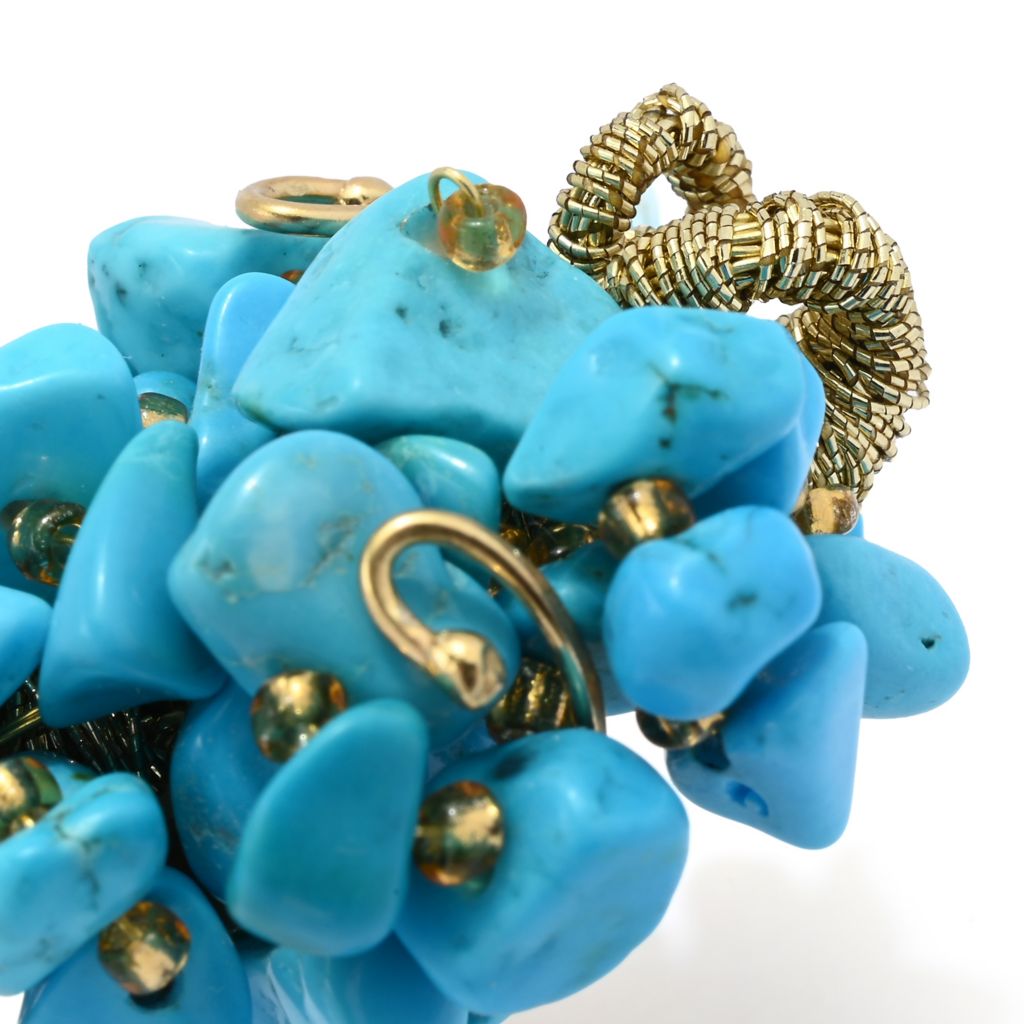 Gaetano Vitiello 18K Gold Plated "Uncinetto" Turquoise Chip Cluster Ring