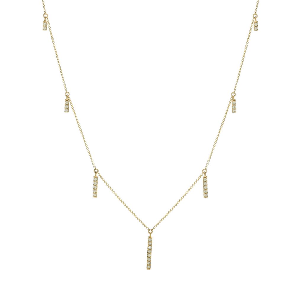 Gems of Distinction 14K Gold 0.40ctw Diamond Graduated Bar Charm Necklace