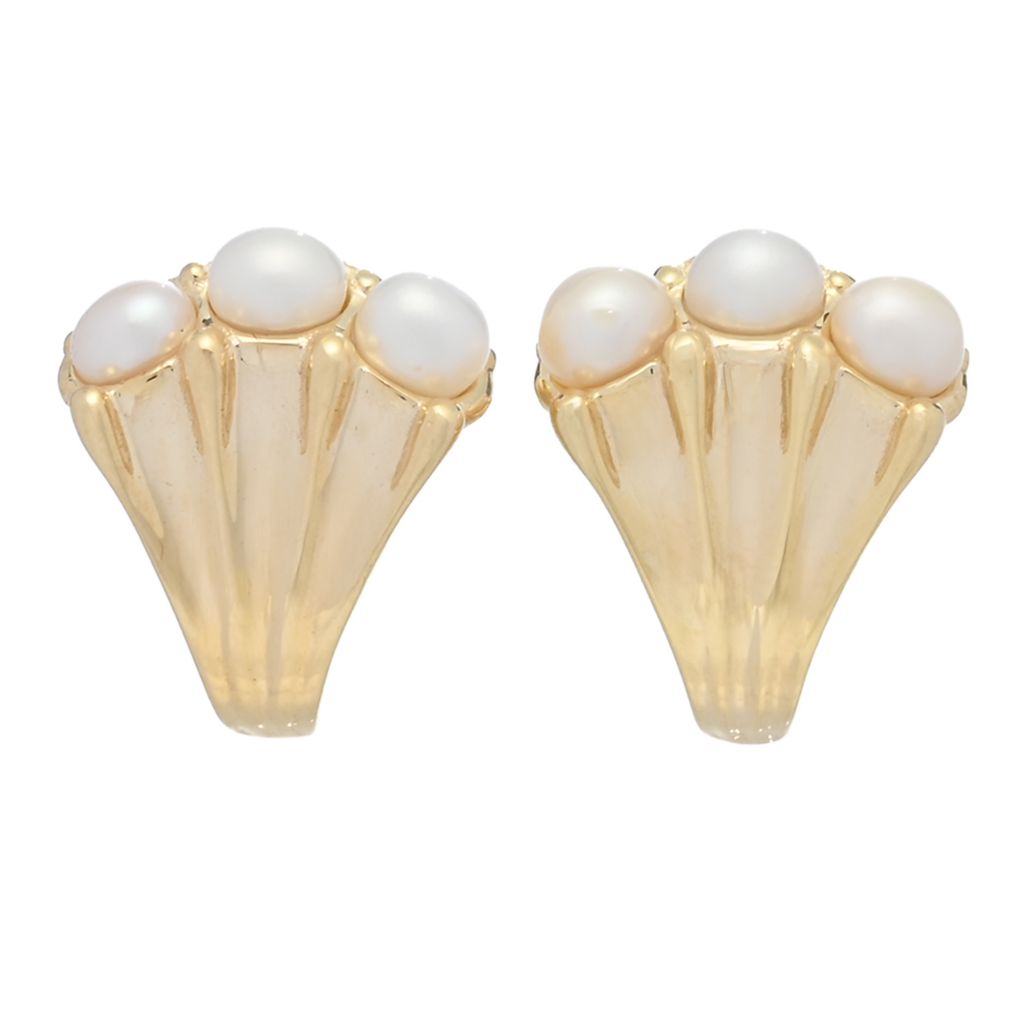 Stefano Oro 14K Gold "Morning Dew" Cultured Pearl J-Hoop Earrings