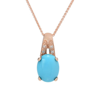 LALI Jewels 14K Rose Gold 9x7mm Turquoise & Diamond Pendant w/ Chain