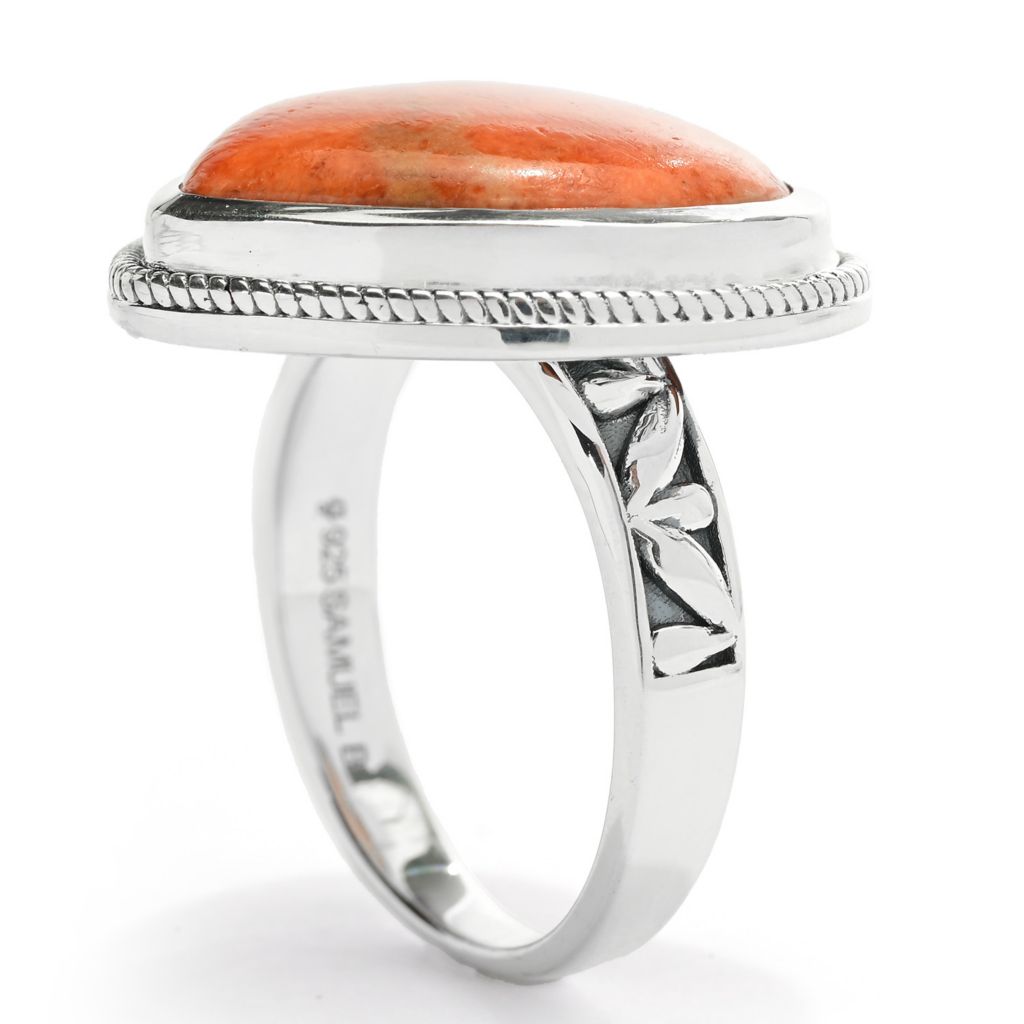 Artisan Silver by Samuel B. 18x16mm Heart Shape Apple Coral Ring