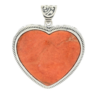 Artisan Silver by Samuel B. 25x22mm Heart Shape Apple Coral Pendant