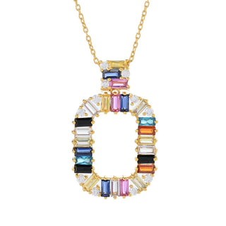 "Color Crush" Simulated Gem Baguette Open Pendant w/ Chain