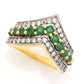 Cocci Collection 1.23ctw Brazilian Sakota Emerald & Zircon Chevron Ring