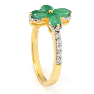 Cocci Collection 1.11ctw Brazilian Sakota Emerald & Zircon Flower Cluster Ring