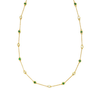 Cocci Collection 2.32ctw Brazilian Sakota Emerald & Zircon Station Necklace