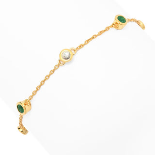 Cocci Collection 1.08ctw Brazilian Sakota Emerald & Zircon Station Bracelet