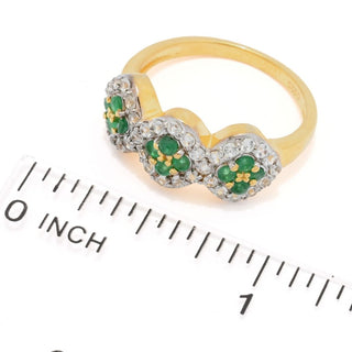 Cocci Collection 1.16ctw Brazilian Sakota Emerald & Zircon Cluster Ring