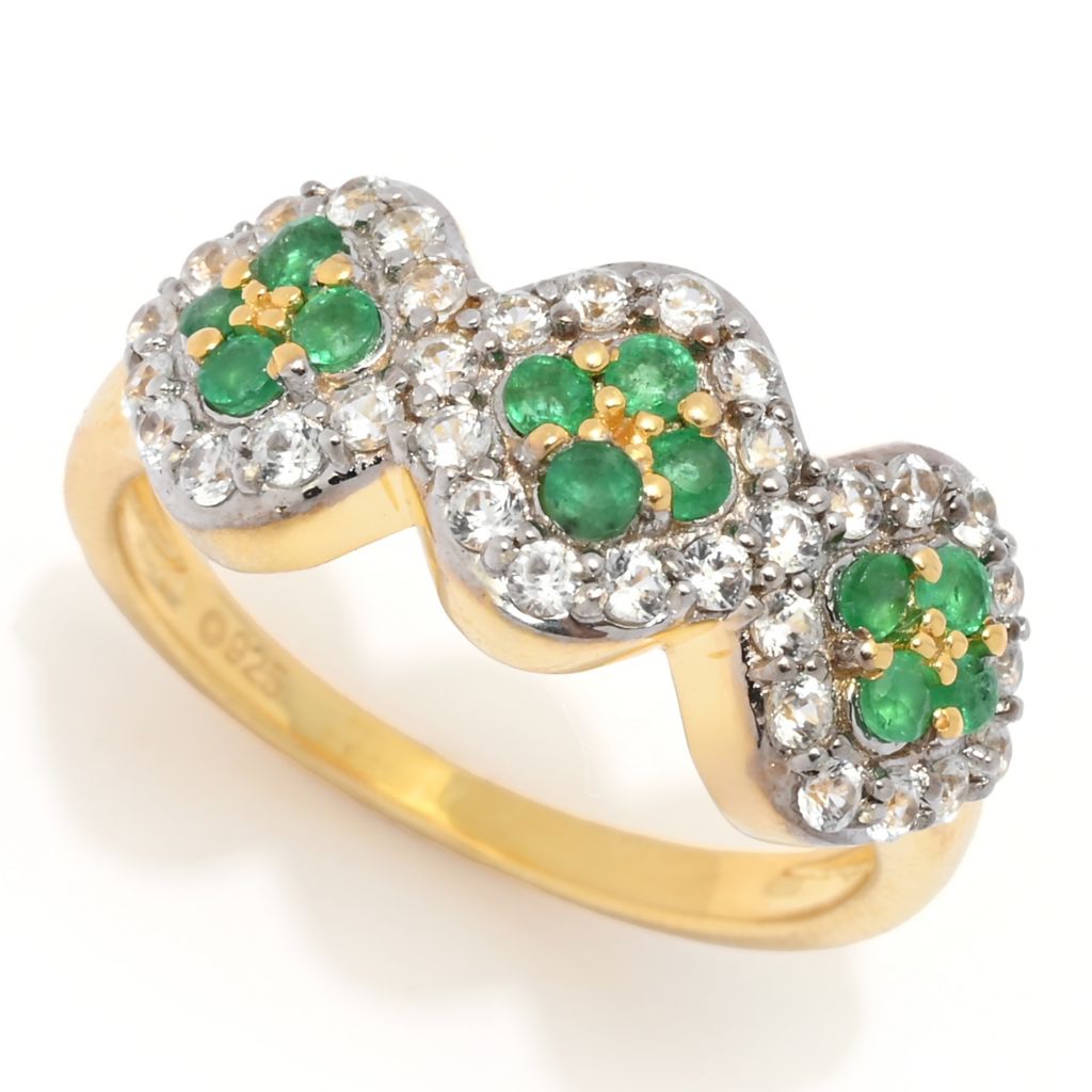 Cocci Collection 1.16ctw Brazilian Sakota Emerald & Zircon Cluster Ring