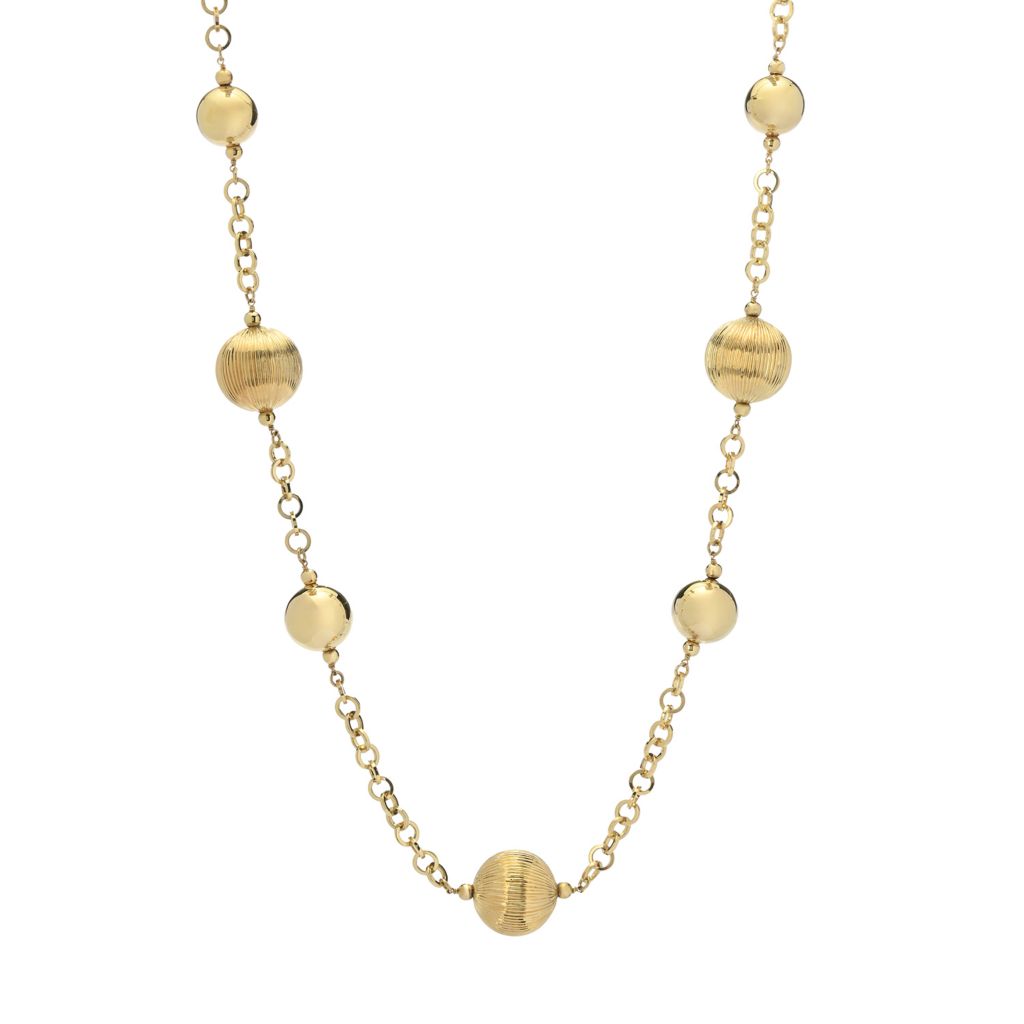 Graziella 23K Gold Plated Electroform Bead Station 31" Necklace