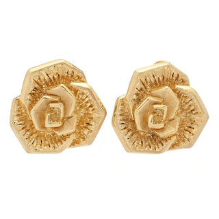 Graziella 23K Gold Plated Electroform Rose Stud Earrings