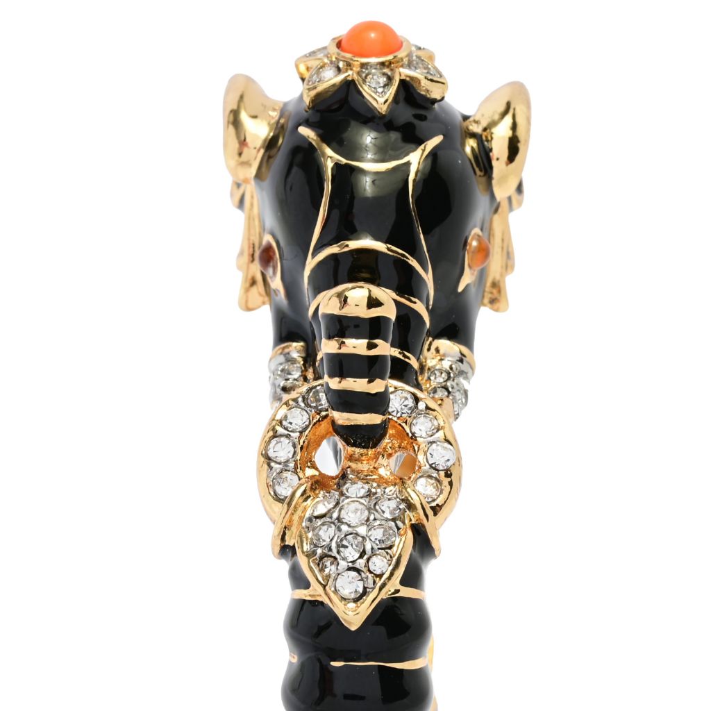 Kenneth Jay Lane 22K Gold Plated Enamel & Simulated Topaz Elephant Bangle Bracelet