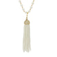 Kenneth Jay Lane Gold Plated Simulated Pearl Tassel 32" Necklace