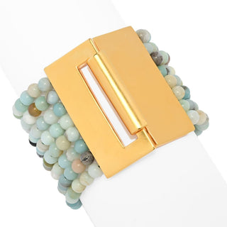 Kenneth Jay Lane 14K Gold Plated Multi Color Amazonite Bead 8-Strand Bracelet