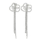 Kenneth Jay Lane Crystal Bow Duster Post or Clip-on 4.5" Drop Earrings