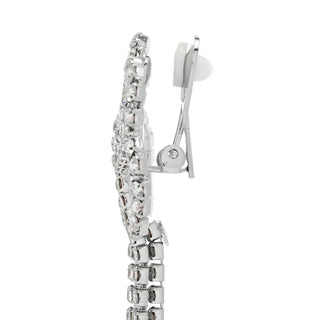 Kenneth Jay Lane Crystal Bow Duster Post or Clip-on 4.5" Drop Earrings