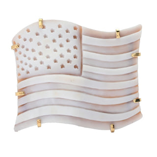 Cameo Italiano "Elysse" American Flag Shell Cameo Brooch/Pendant