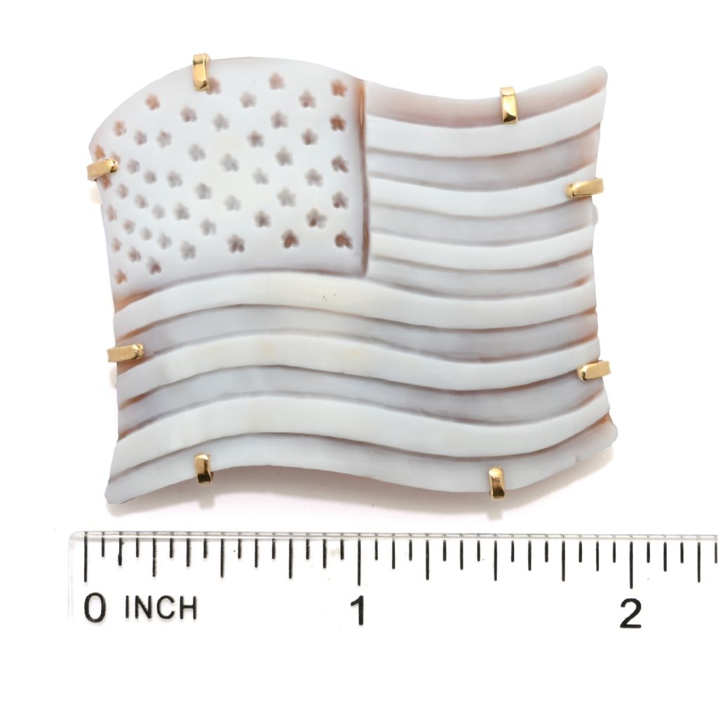 Cameo Italiano "Elysse" American Flag Shell Cameo Brooch/Pendant