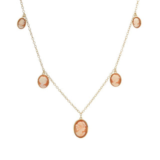 Cameo Italiano "Colibri" Shell Cameo Graduated Portrait Charm Necklace
