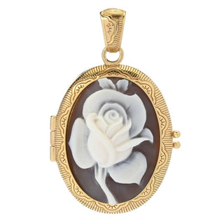 Cameo Italiano "Carousel" Rose Shell Cameo Locket Enhancer Pendant