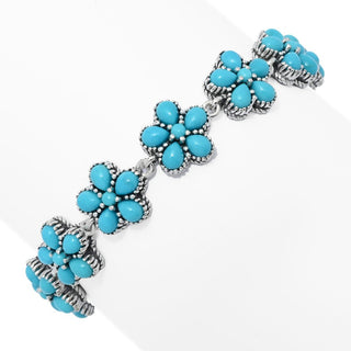 Artisan Silver by Samuel B. Sleeping Beauty Turquoise Flower Bracelet