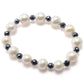 Far East Jewelry Baroque Freshwater Cultured Pearl & Black Spinel Stretch Bracelet