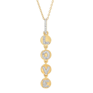 Diamond Treasures 0.23ctw Diamond "Love Letters" Disk Drop Pendant w/ Chain