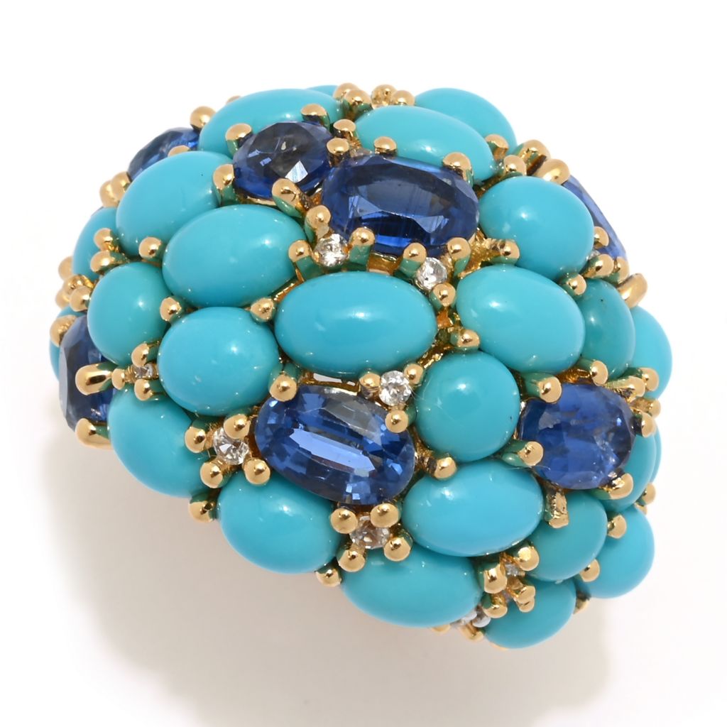 MUSE 18K Vermeil Sleeping Beauty Turquoise, Kyanite & Zircon Dome Ring