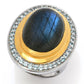 MUSE 18K Gold Accented Choice of 18x13mm Opaque & Faceted Gemstone Ring