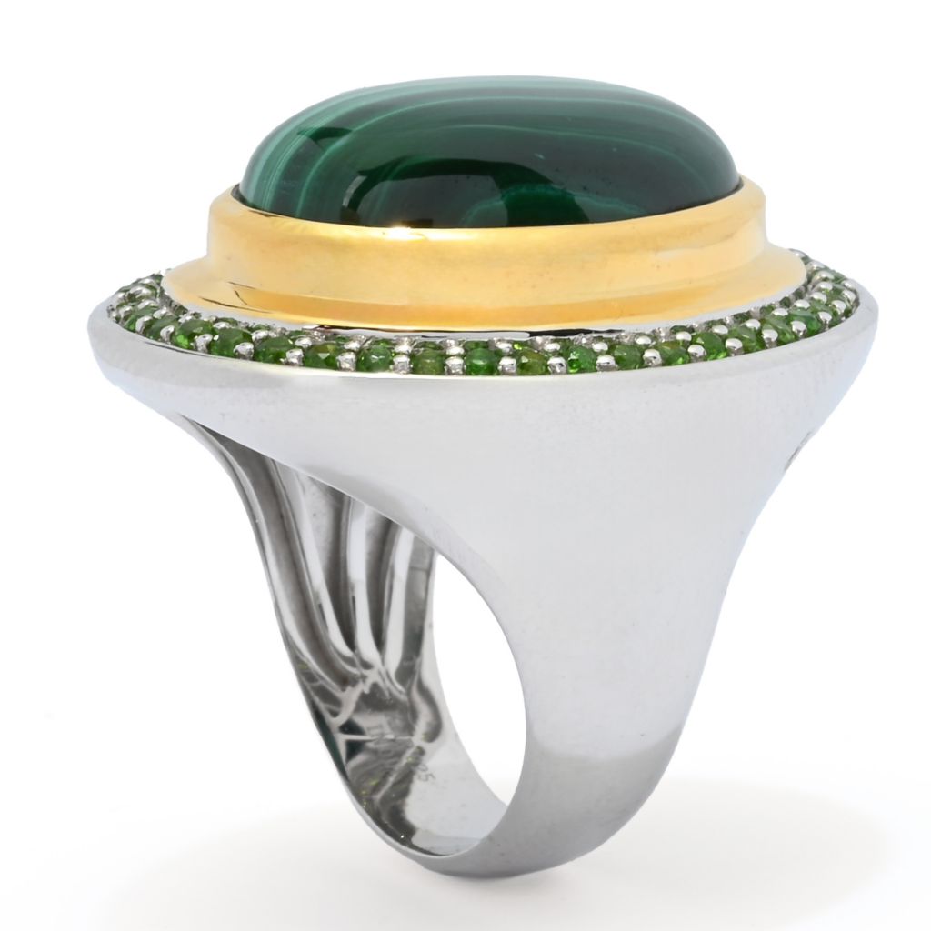 MUSE 18K Gold Accented Choice of 18x13mm Opaque & Faceted Gemstone Ring