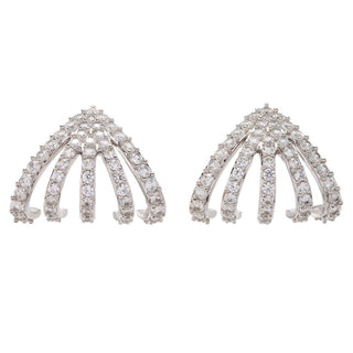 MUSE Sterling Silver 6.12ctw White Zircon Multi Row Ear Cuff Earrings