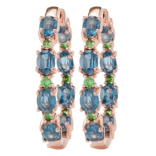 MUSE 18K Rose Vermeil 4.28ctw Kyanite & Tsavorite Hoop Earrings