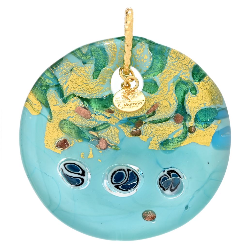 Il Murano di Francesca "Aquarius" 51mm Murano Glass Disc Pendant