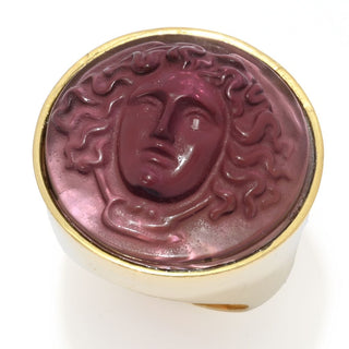 Tagliamonte 18K Gold Plated 24x8.5mm Medusa Venetian Glass Cameo Ring