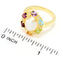 18K Gold Plated 10x8mm Oval Cultured Mabe Pearl & Multi Gemstone Ring