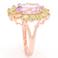 Rose Gold Plated Choice of Gemstone Oval & Baguette Cluster Halo Ring