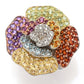 18K Gold & Platinum Plated 4.92ctw Multi Gem Blooming Flower High Set Ring