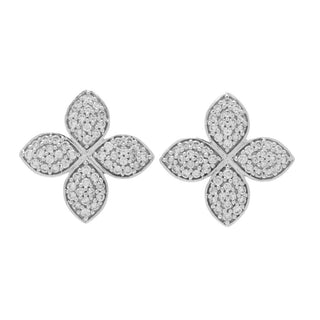 Morris & David 14K White Gold 0.54ctw Diamond Dogwood Flower Stud Earrings