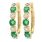 Cocci Collection 14K Gold Milgrain Emerald & Diamond Hoop Earrings