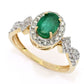 Cocci Collection 14K Gold Polished 1.50ctw Oval Emerald & Diamond Ring
