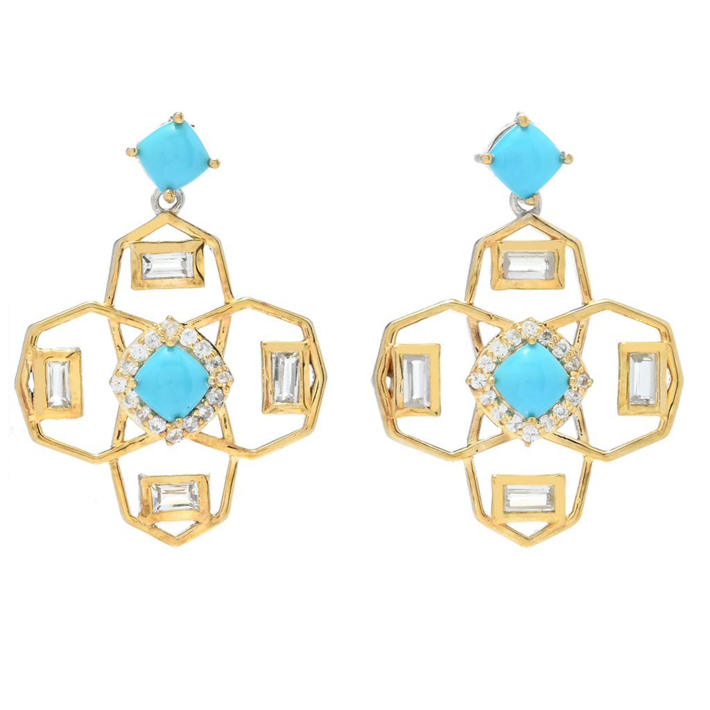Claire Vessot Designs Sleeping Beauty Turquoise & Gem Geometric Earrings
