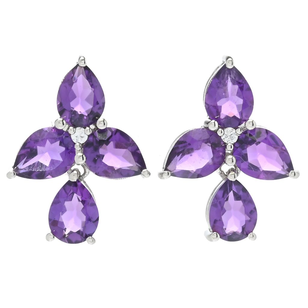 Claire Vessot Designs 7.88ctw African Amethyst Trillium Flower Earrings