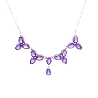 Claire Vessot Designs 9.69ctw African Amethyst Trillium Flower Necklace
