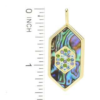 Claire Vessot Designs Fancy Cut Abalone & Multi-Gemstone Hexagon Pendant