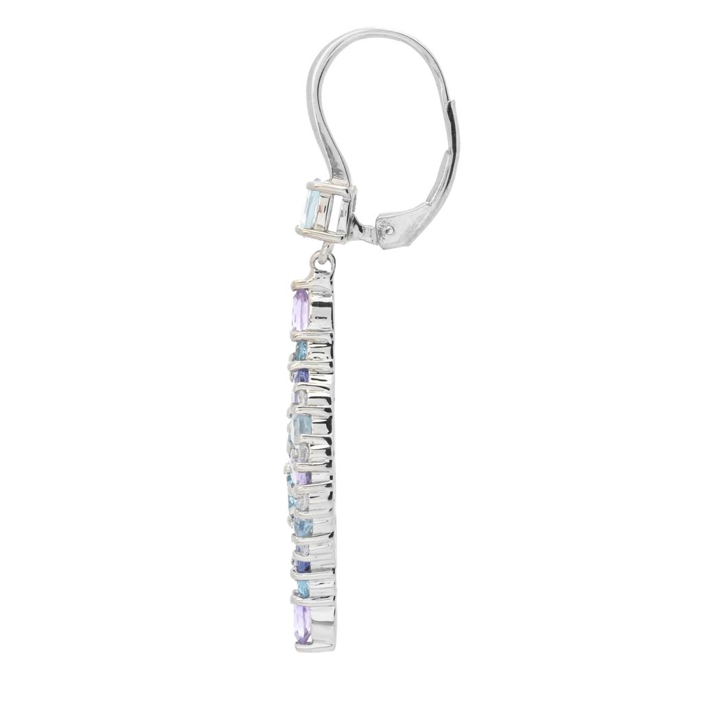 Claire Vessot Designs 5.06ctw Topaz, Amethyst, Tanzanite & Zircon Drop Earrings