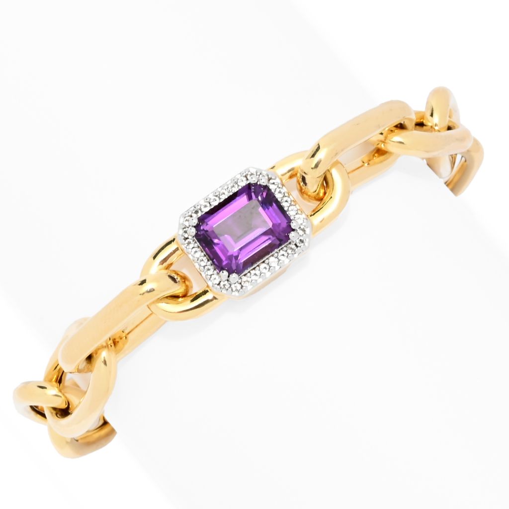 Toscana Italiana 18K Gold Plated Choice of Gem & White Topaz Bracelet