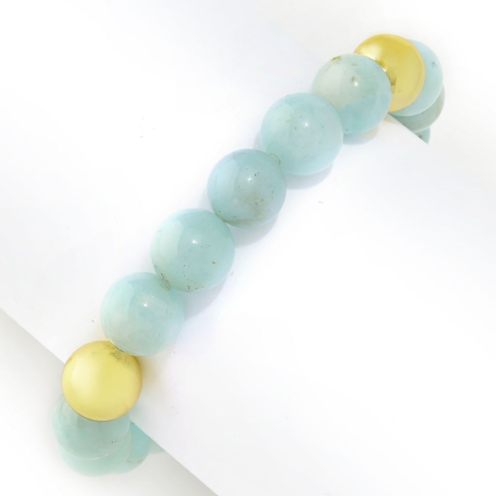 Aurelia 18K Gold Plated 10mm Round Choice of Gem Bead Stretch Bracelet