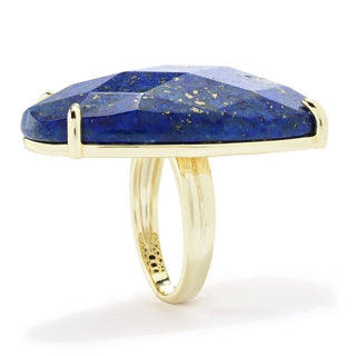 Aurelia 18K Gold Plated 32x21mm Fancy Shape Lapis Statement Ring