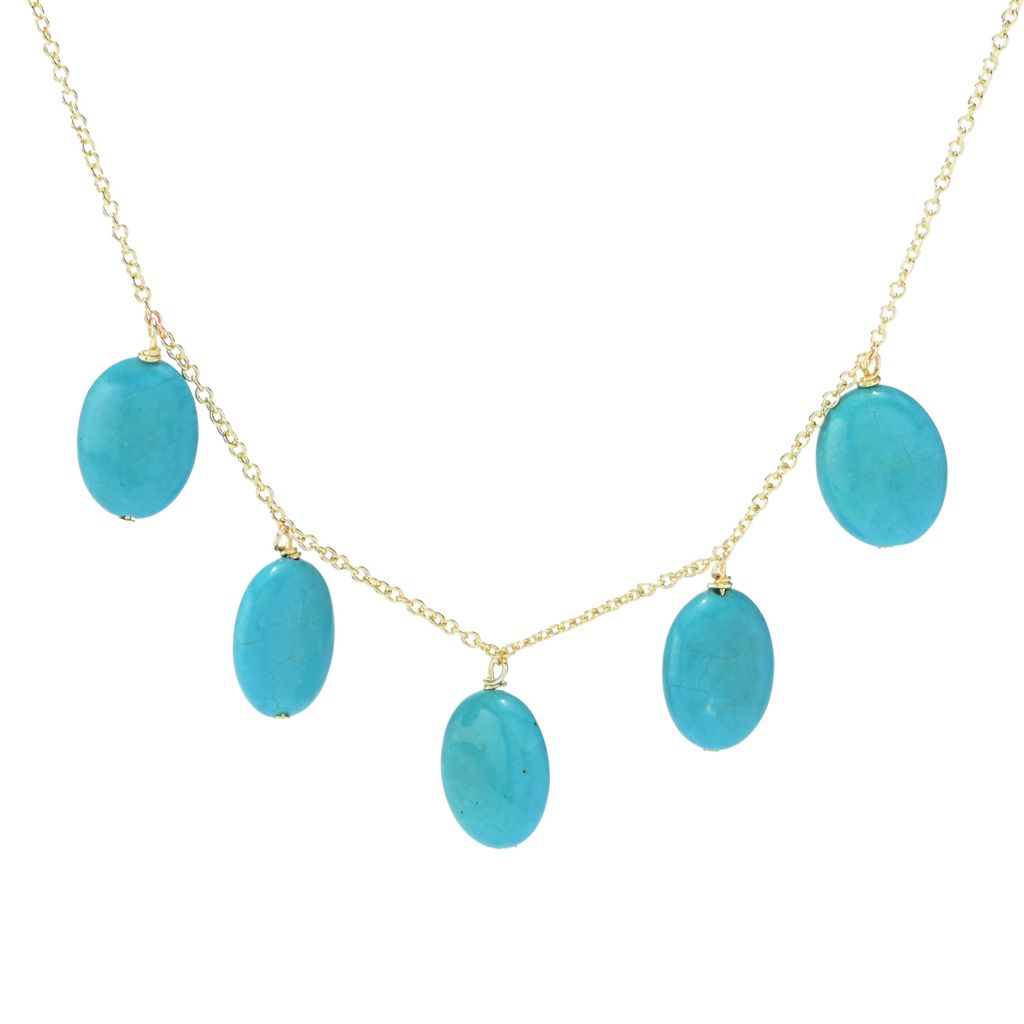 Aurelia 18K Gold Plated 16x12mm Oval Turquoise Charm Necklace