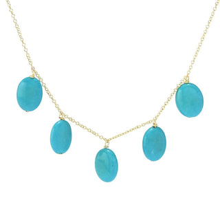 Aurelia 18K Gold Plated 16x12mm Oval Turquoise Charm Necklace